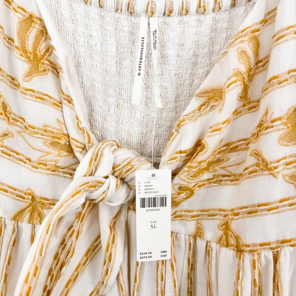 Anthropologie Embroidered Sweetheart Maxi Dress - XL - Neutral - Picture 6 of 8